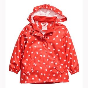 Red Hearts Hooded Rain Jacket Girls 6X / 7